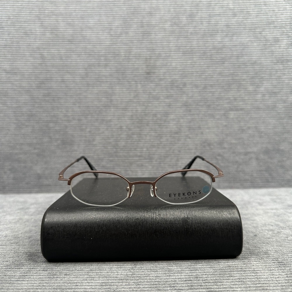 Eyekons Denmark Bronze Metal Semi Rimless Oval y2k Eyeglasses COL.N 46-18 Japan